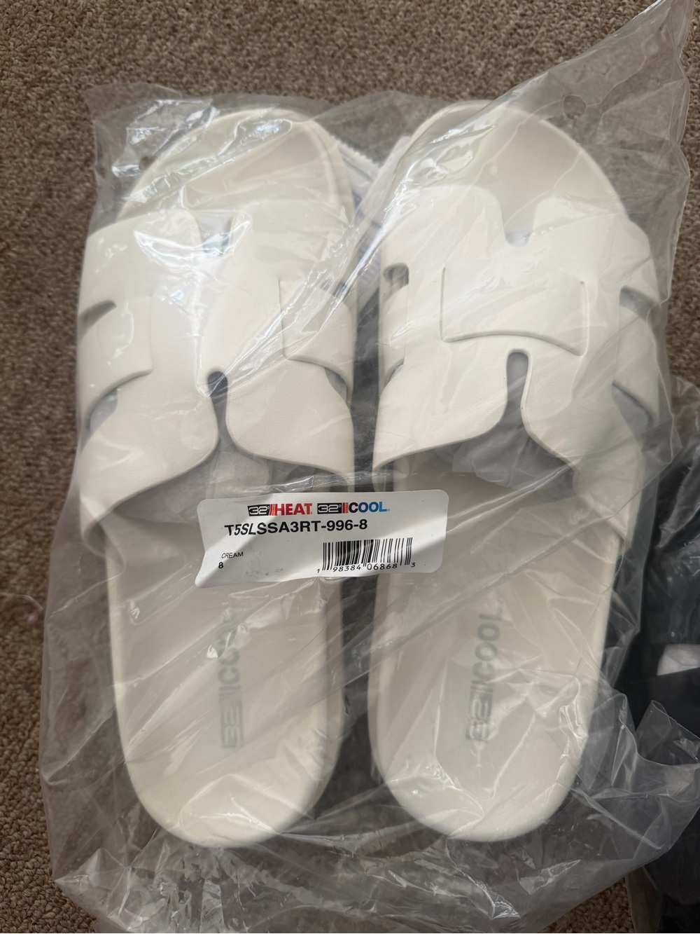 White Slide Sandals - Cutout Strap Design